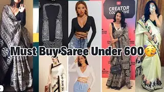 Must Buy Saree for Girls Under 600Rs😍|Perfect Saree for Farewell! Wedding guest outfit 🤩#trending