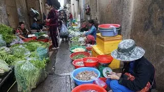 Walk Around Street Market @Tuol Sangke - Plenty Fresh Fruit, Vegetable, Natural Food & More Food