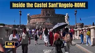 Rome Italy Walking Tour | Let's Go inside Castel Sant'Angelo | 4K Ultra HD