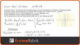 Funktionsschar: Kurvendiskussion Funktion 3. Grades (umfangreich)