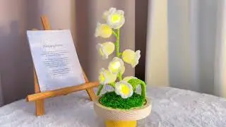 Handmade Crochet Lily of the Valley Lamp #handmade #crochet #gift #hypoallergenic #diy