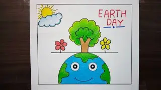 Save Tree Save Earth Drawing / Earth Day Poster Drawing Step by Step / Earth Day Drawing @earthday
