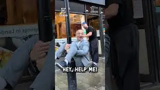 Getting stuck on a pole 😂                           🎥: TikTok / dumpling_dynasty