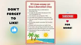 10 Lines Essay on Goa Liberation Day/Ten Lines on Goa Liberation Day/Few Lines on Goa Liberation Day