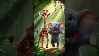 Baby Giraffe and Elephant Dance in the Jungle! 🐘🦒🌿 #Shorts