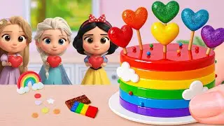 Miniature Rainbow Cake Tutorial 🌈 Satisfying Tiny Rainbow Cloud Heart Cake Recipe 💕 Yummy Teeny