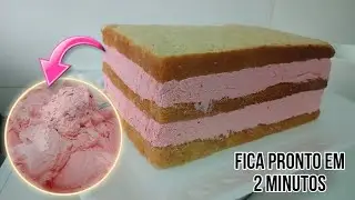 Recheio Rápido de Mousse de Morango 🍓 Sem fogo! Pronto em 2 minutos / Prático e Ótimo rendimento