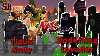 Can The Piglin Army Defend the castle from The Enderling Invaders | Minecraft Mob Battle