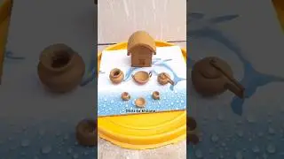 How to make a beautiful miniature kitchen set with clay village style 😱 #shorts #youtubeshorts