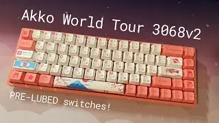 Unboxing Akko World Tour 3068v2 mechanical keyboard 🌸  // pre-lubed Gateron Yellows + typing test ✨