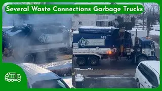 Several Waste Connections Garbage Trucks on Organic Waste - Filmed in Fall 2025