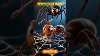 Brave Ant vs. Giant Spider!  🕷 🕸️ ➡️ 🐜 #animation #cartoon #hindistories #ant #spider #animals