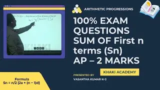 AP &ndash; Sum of First n Terms (Sn) | Important 2 Marks Questions | Maths | By Vasantha Kumar 