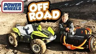 POWER WHEELS Off Roading:  DUNE RACERS vs WILD THING in the MUD!