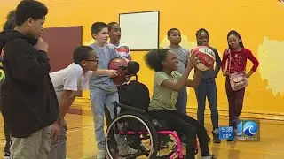 Local student surprised with custom basketball hoop for those with disabilities