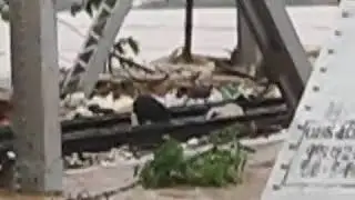 Bijapur to Solapur railway Bridge covered with flood