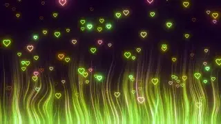 Neon Light Hearts Flying Green Fantasy Screensaver Seamless VJ Loop Animated Video 4K