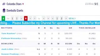Colombo Stars VS Dambulla Giants live score updating| Eliminator-Match of Lankan Premier League 2021