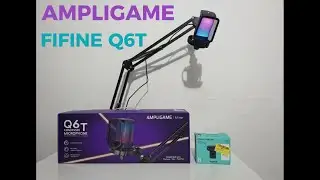 UNBOXIN MICROFONE GAMER FIFINE AMPLIGAME A6T COM BRAÇO ARTICULADO + CAMERA LOTITECH C 270