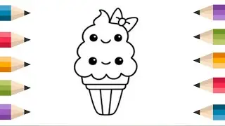 How To Draw cute Ice-cream Drawing, Painting & Coloring For Kids and Toddlers_ Child Art 🎨🎨☺️☺️☺️