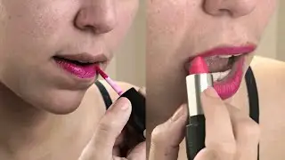 Applying Fuchsia Lipstick | Lips Makeup Photography Closeup