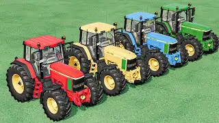 TRANSPORTING JD Tractors Of Colors TO GRASS WORK - Farming Simulator 22