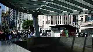 Police presence Pershing Square downtown Los Angeles after Dodgers World Series Parade November 2025