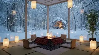 🌌 Cozy Piano Evening | Snowy Cabin, Warm Lights | Study, Meditation, Relaxation