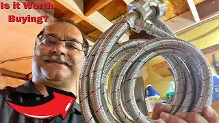 2-pack premium stainless steel washing machine hoses - 5 FT no-lead burst proof red and blue