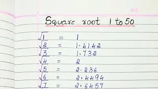Square root 1 to 50