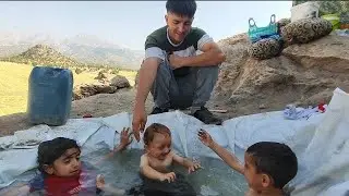 Uncle Karim Builds a Mountain Pool: Bathing the Kids and Receiving Heartbreaking News