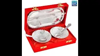 Bowl Spoon Tray Set German Silver Plated Dry Fruits Dessert Serving Set Pooja Prayer Serving Bowl
