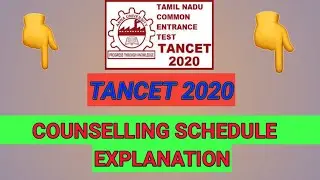 TANCET 2020 COUNSELLING TENTATIVE SCHEDULE