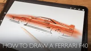 How to draw a Ferrari F40 in under 10 minutes! Easy to follow instructions