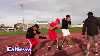 Boxing Champ David Benavidez Working On Footwork With Alex Ariza  EsNews Boxing