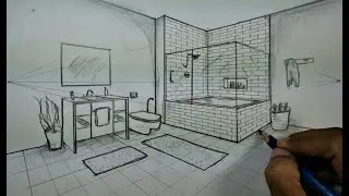 Architecture - How To Draw a Bathroom in 2 Point Perspective