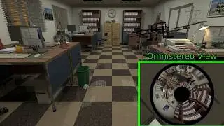 Single-camera Stereo Omnidirectional System on top of a quadrotor - POV-Ray office 01