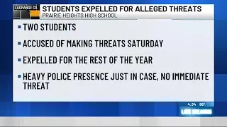 2 students expelled from Prairie Heights High School following alleged threats