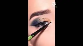 silver and yellow colour eye makeup short video #bridaleyemakeup #youtubeshorts #eyemakeuptutorial