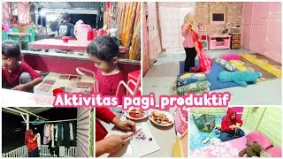 AKTIVITAS PAGI HARI PRODUKTIF IBU RUMAH TANGGA DENGAN ANAK KEMBAR || MASAK & BEBERES HARIAN
