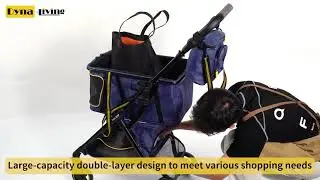 Dyna-Living folding cart, 70 lbs capacity, 2-layer, height-adjustable handle, 360&deg; ER wheels, BLUE