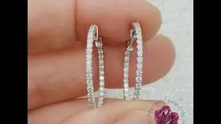 Ebay listing: New 1.10ct Diamond Inside Out Hoop Earrings 14k White Gold Diameter 1