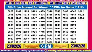[LIVE] Lottery 6:00 PM Dear Sikkim state lottery live draw result 23.02.2026 | Lottery live