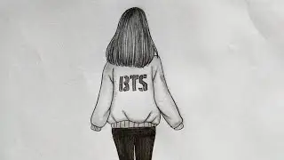 How to draw a Girl Backside in BTS Clothes || Easy Pencil Drawing || Girl Backside Drawing Tutorial