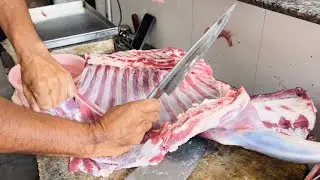 Awasome Goat Meat Cutting Skills !! Mahesh Meat Cuts !! Fresh Mutton Shop Bhagyalatha Hyd Vlog !!
