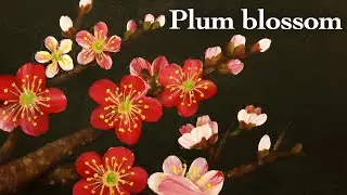 How to paint plum blossom with acrylics ( in 6.5 minutes )