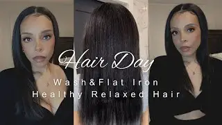 Wash & Flat Iron| Healthy Relaxed Hair
