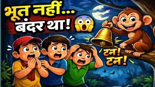 “रात में बजती डरावनी घंटी का सच 😱 | भूत नहीं था, बंदर था । 🐒 | मज़ेदार हिंदी कहानी | Moral story