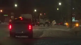 A snowplow in Greenville needed a little help after getting stuck