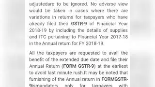 #39. press release 9th October 2020 clarification on Gstr9 & 9c for Fy 2018 19